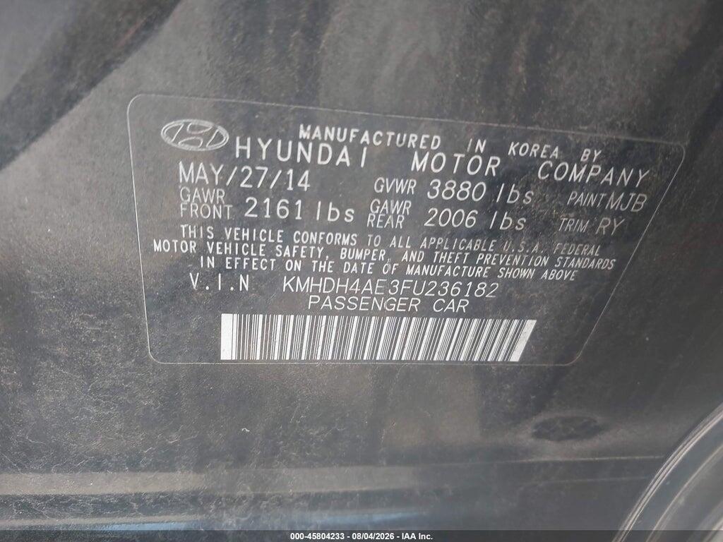 KMHDH4AE3FU236182 2015 HYUNDAI ELANTRA photo no. 9