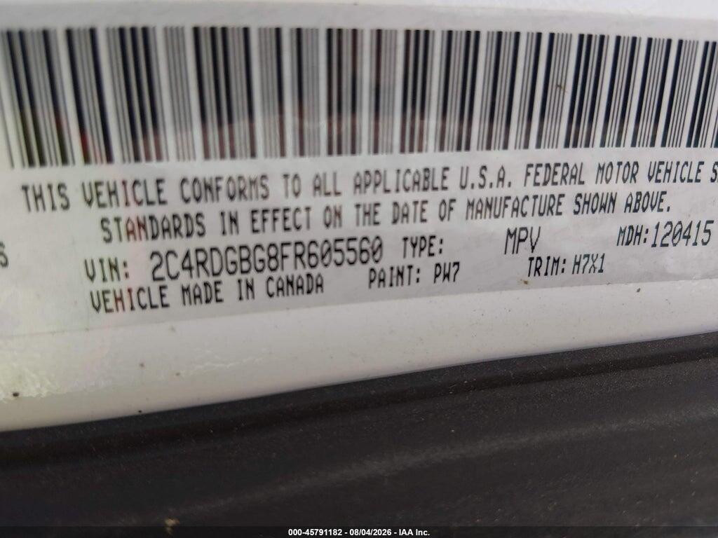 2C4RDGBG8FR605560 2015 DODGE GRAND CARAVAN photo no. 9