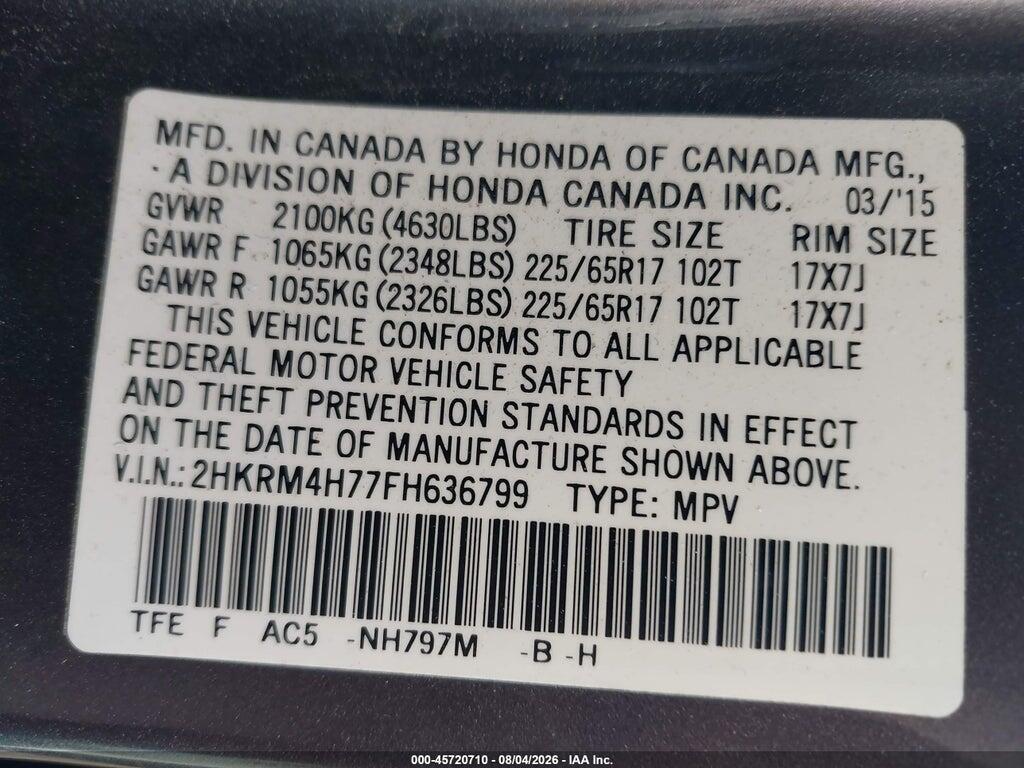 2HKRM4H77FH636799 2015 HONDA CR-V photo no. 9