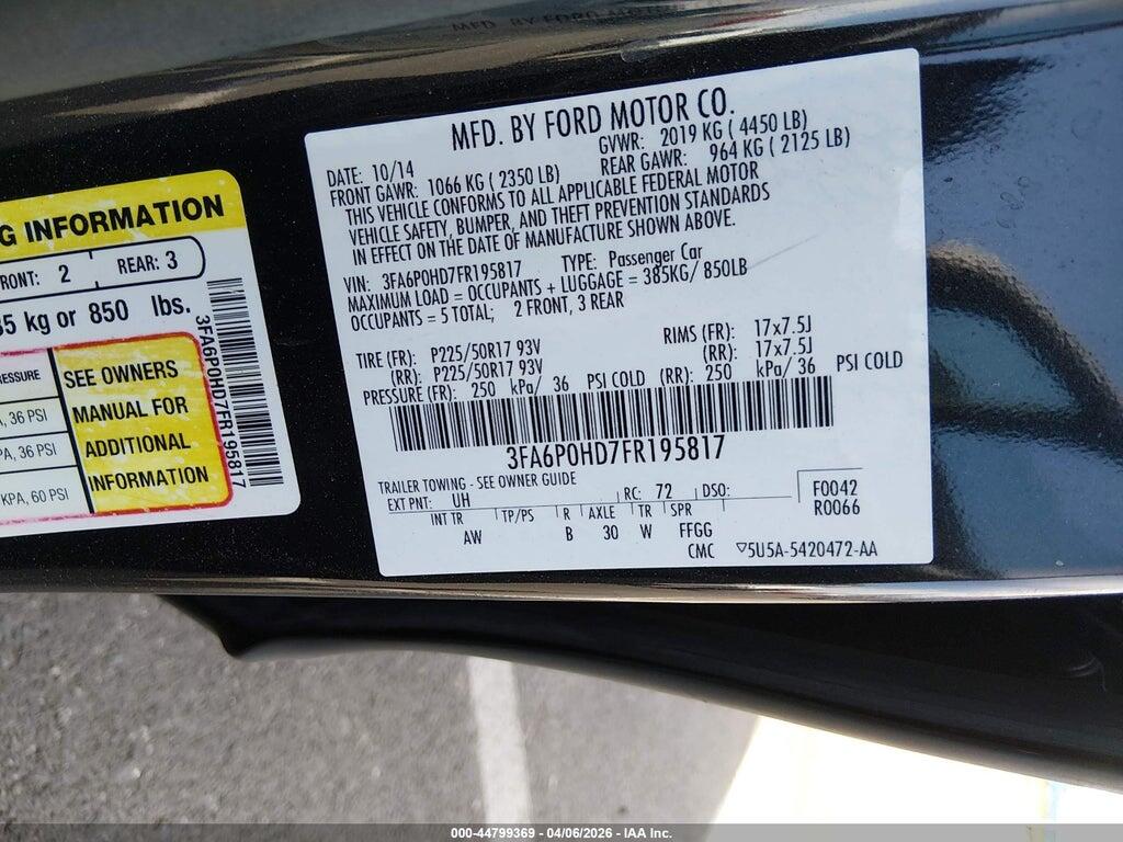 3FA6P0HD7FR195817 2015 FORD FUSION photo no. 9