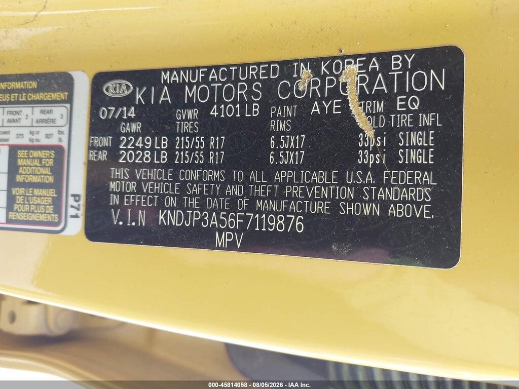 KNDJP3A56F7119876 2015 KIA SOUL photo no. 9