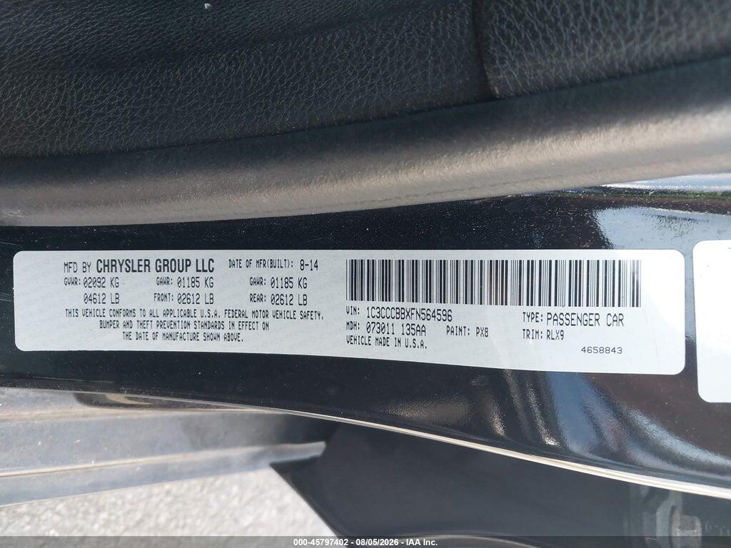 1C3CCCBBXFN564596 2015 CHRYSLER 200 photo no. 9