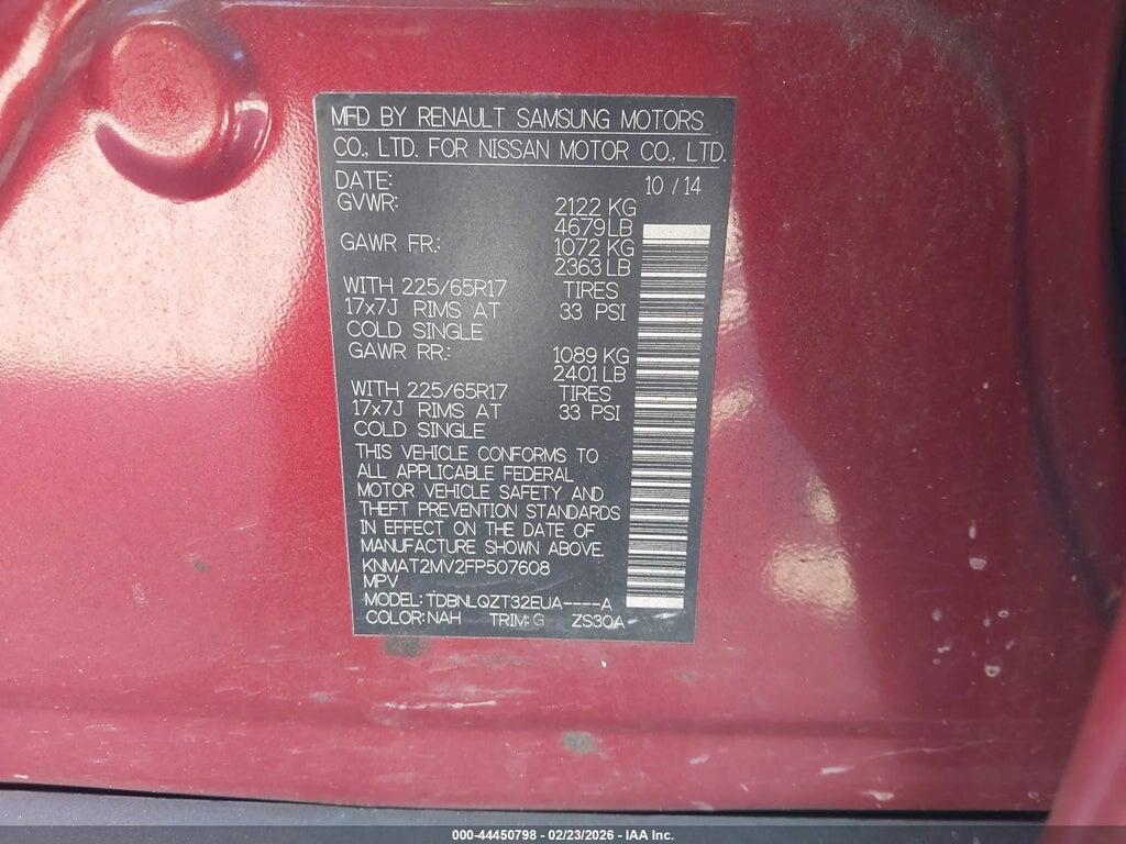 KNMAT2MV2FP507608 2015 NISSAN ROGUE photo no. 9