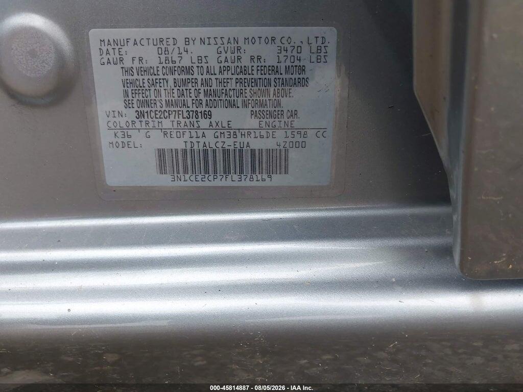 3N1CE2CP7FL378169 2015 NISSAN VERSA NOTE photo no. 9