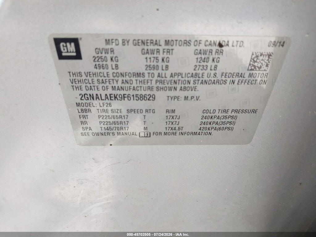 2GNALAEK9F6158629 2015 CHEVROLET EQUINOX photo no. 9