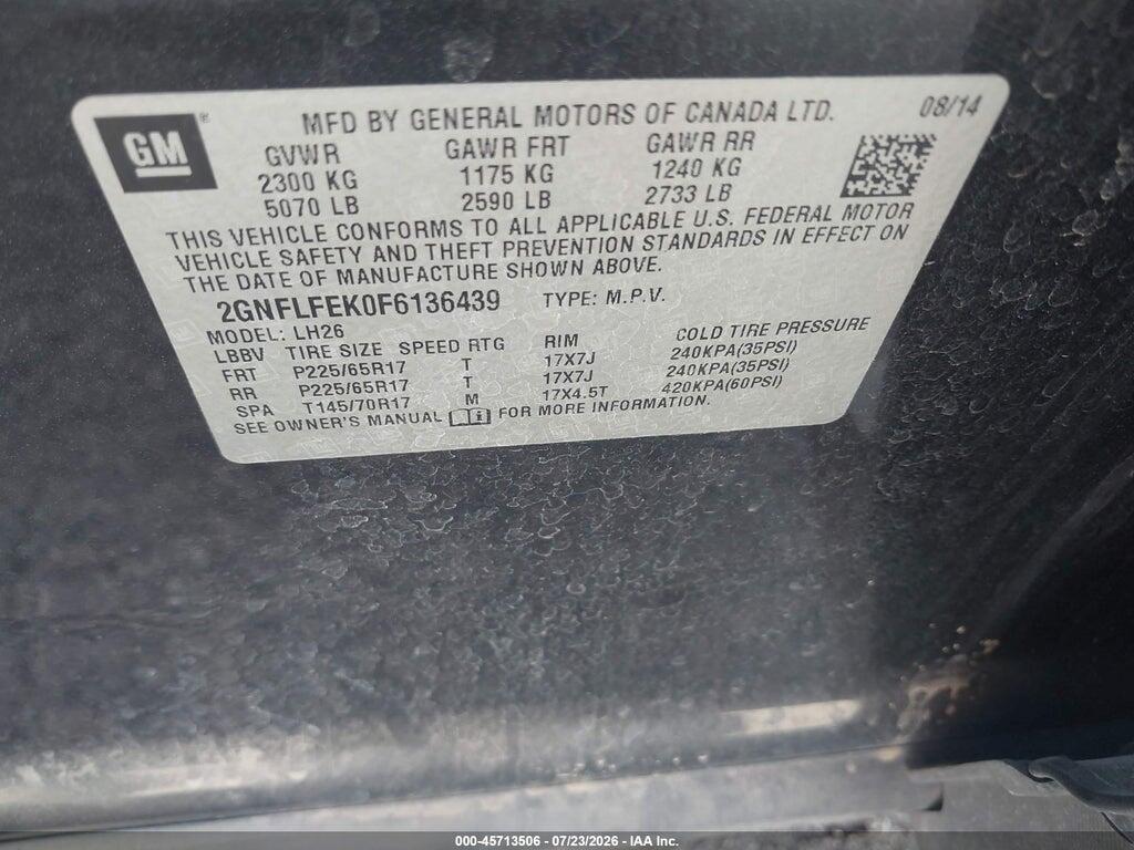 2GNFLFEK0F6136439 2015 CHEVROLET EQUINOX photo no. 9