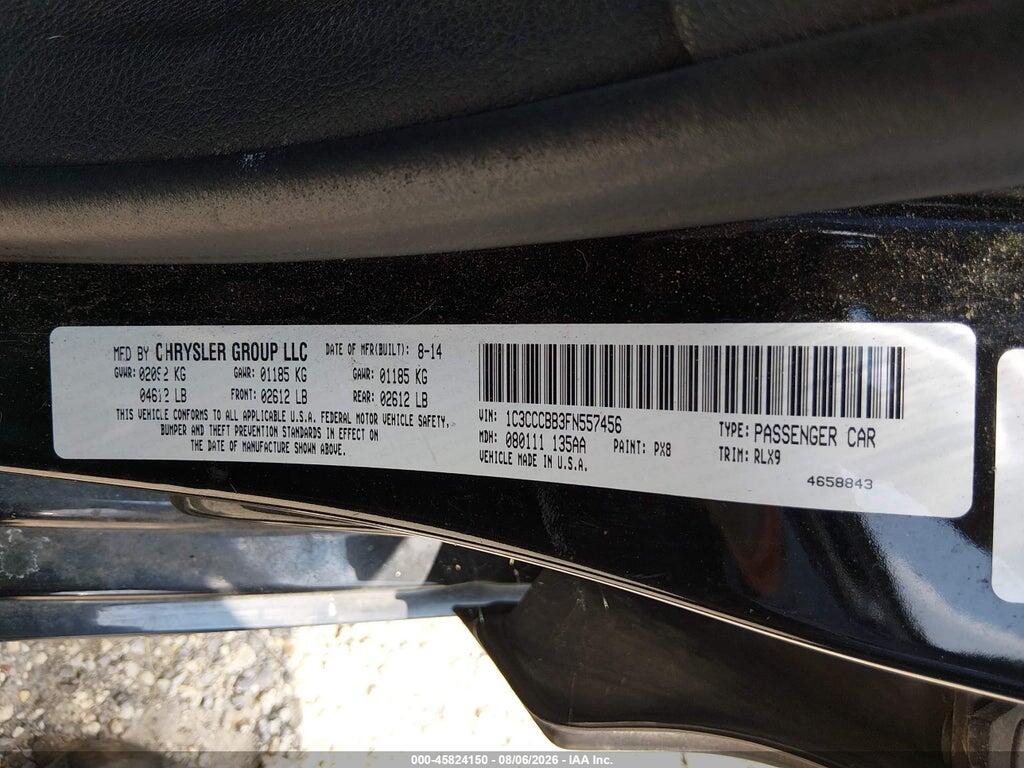 1C3CCCBB3FN557456 2015 CHRYSLER 200 photo no. 9