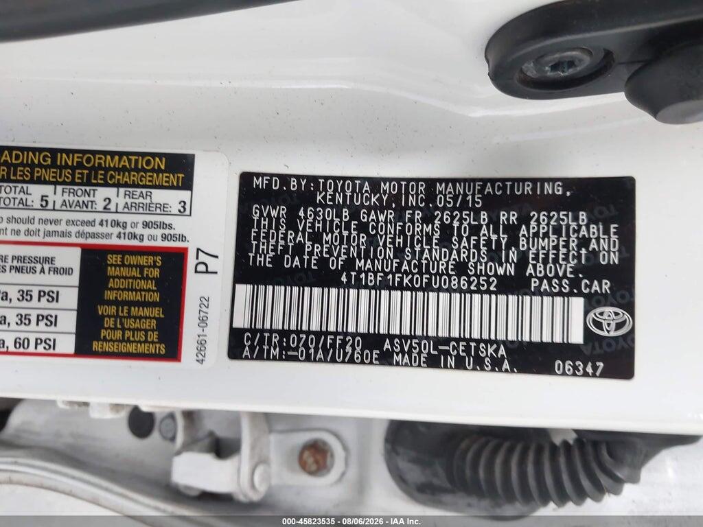 4T1BF1FK0FU086252 2015 TOYOTA CAMRY photo no. 9