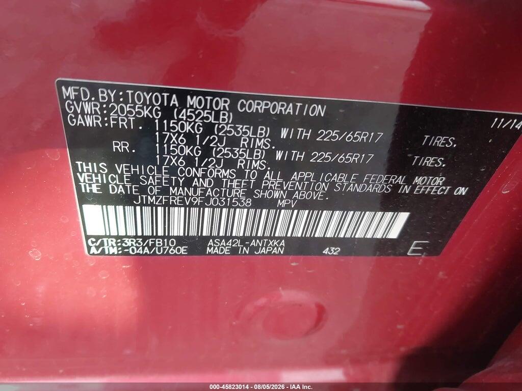 JTMZFREV9FJ031538 2015 TOYOTA RAV4 photo no. 9