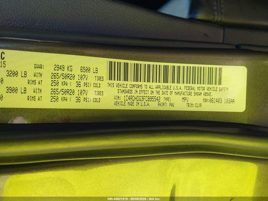 1C4RDHDG3FC895542 2015 DODGE DURANGO photo no. 9
