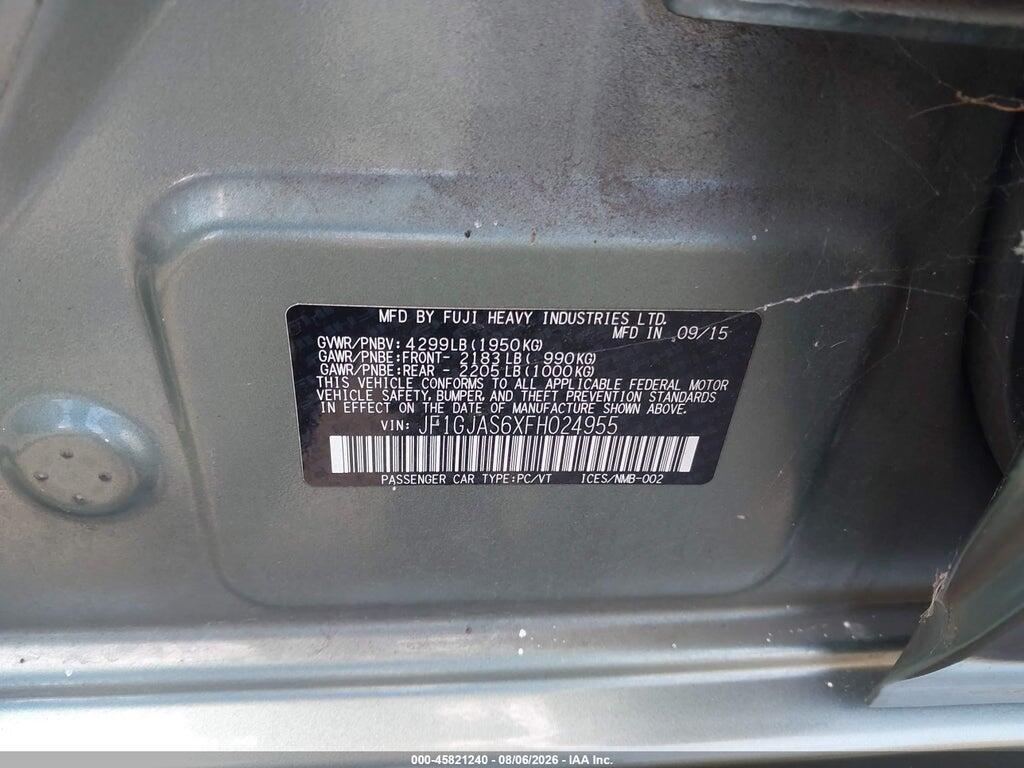 JF1GJAS6XFH024955 2015 SUBARU IMPREZA photo no. 9