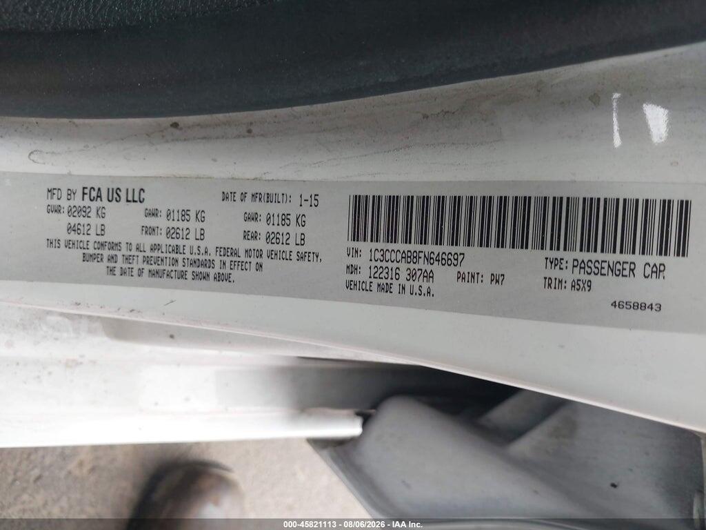 1C3CCCAB8FN646697 2015 CHRYSLER 200 photo no. 9