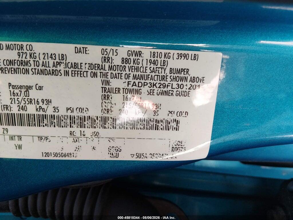 1FADP3K29FL301201 2015 FORD FOCUS photo no. 9