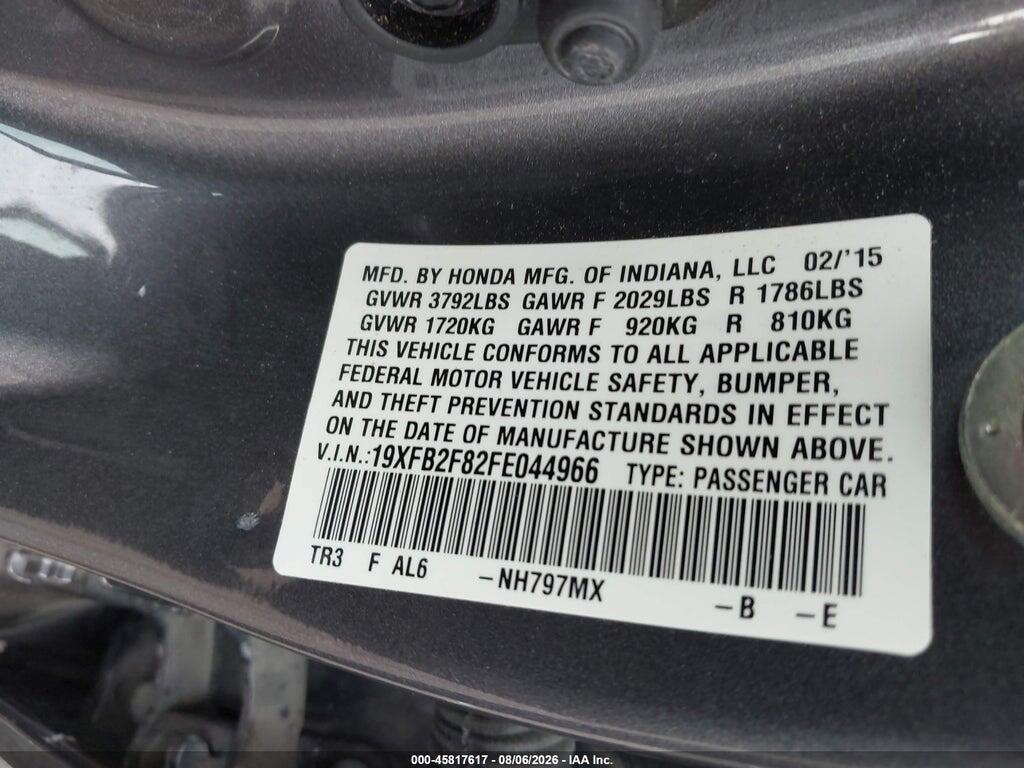 19XFB2F82FE044966 2015 HONDA CIVIC photo no. 9