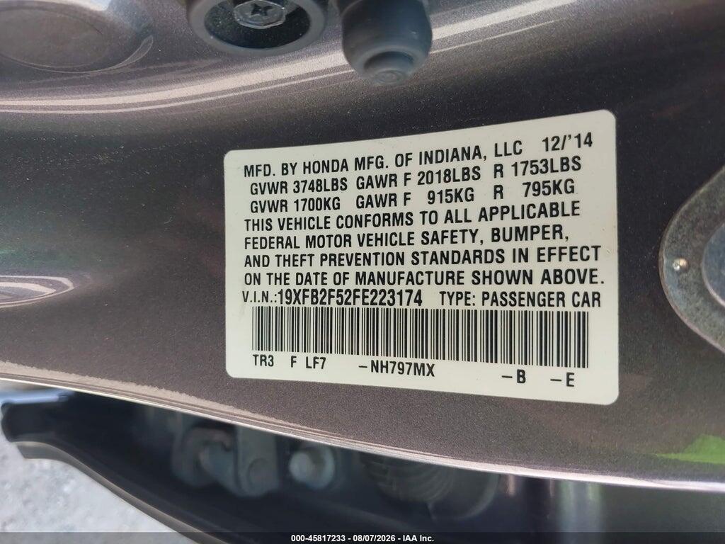 19XFB2F52FE223174 2015 HONDA CIVIC photo no. 9