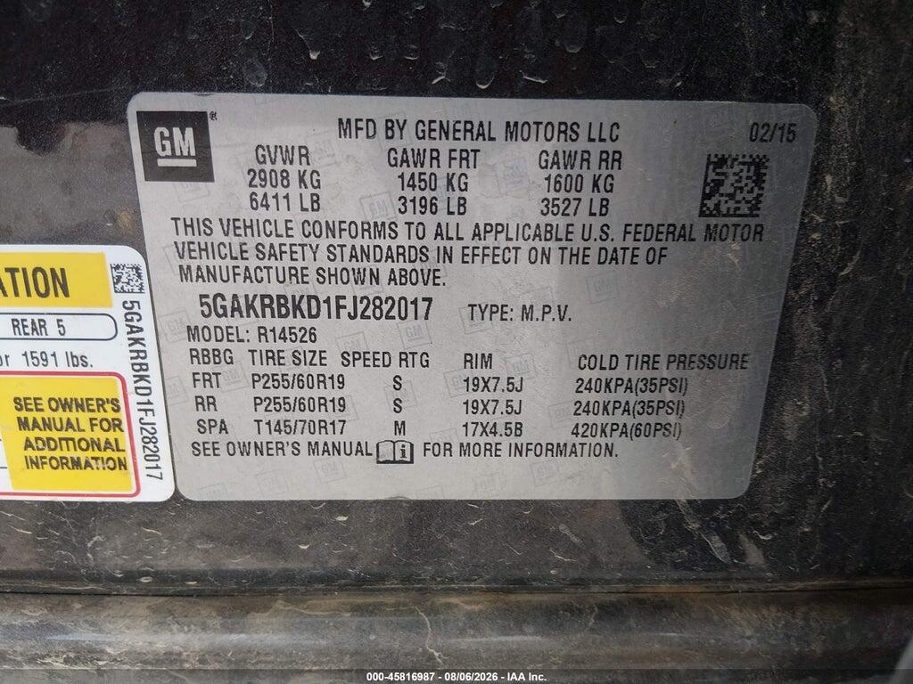 5GAKRBKD1FJ282017 2015 BUICK ENCLAVE photo no. 9