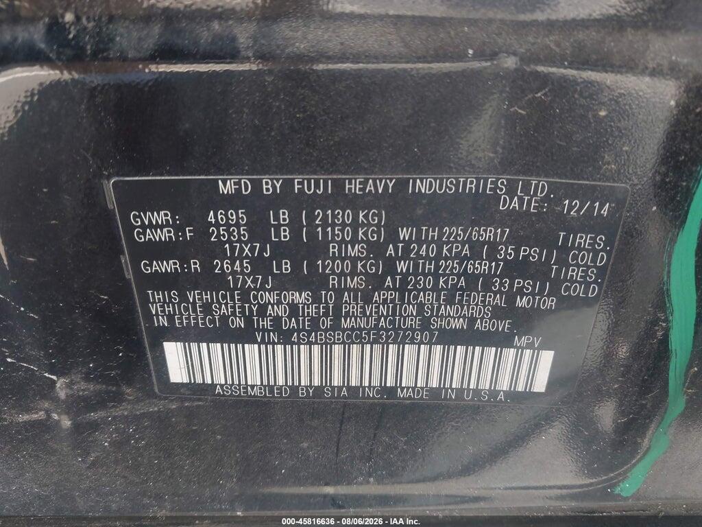 4S4BSBCC5F3272907 2015 SUBARU OUTBACK photo no. 9