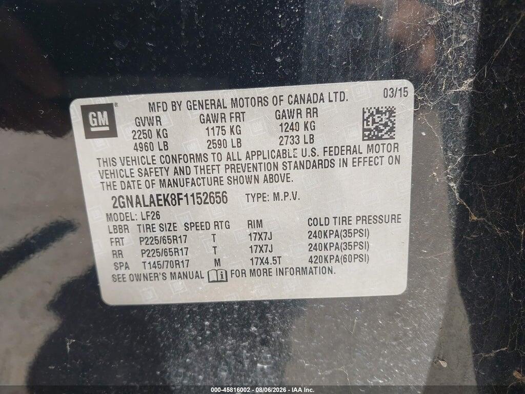 2GNALAEK8F1152656 2015 CHEVROLET EQUINOX photo no. 9