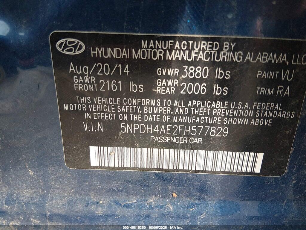 5NPDH4AE2FH577829 2015 HYUNDAI ELANTRA photo no. 9