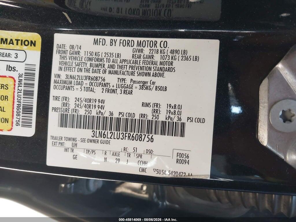 3LN6L2LU3FR608756 2015 LINCOLN MKZ HYBRID photo no. 9