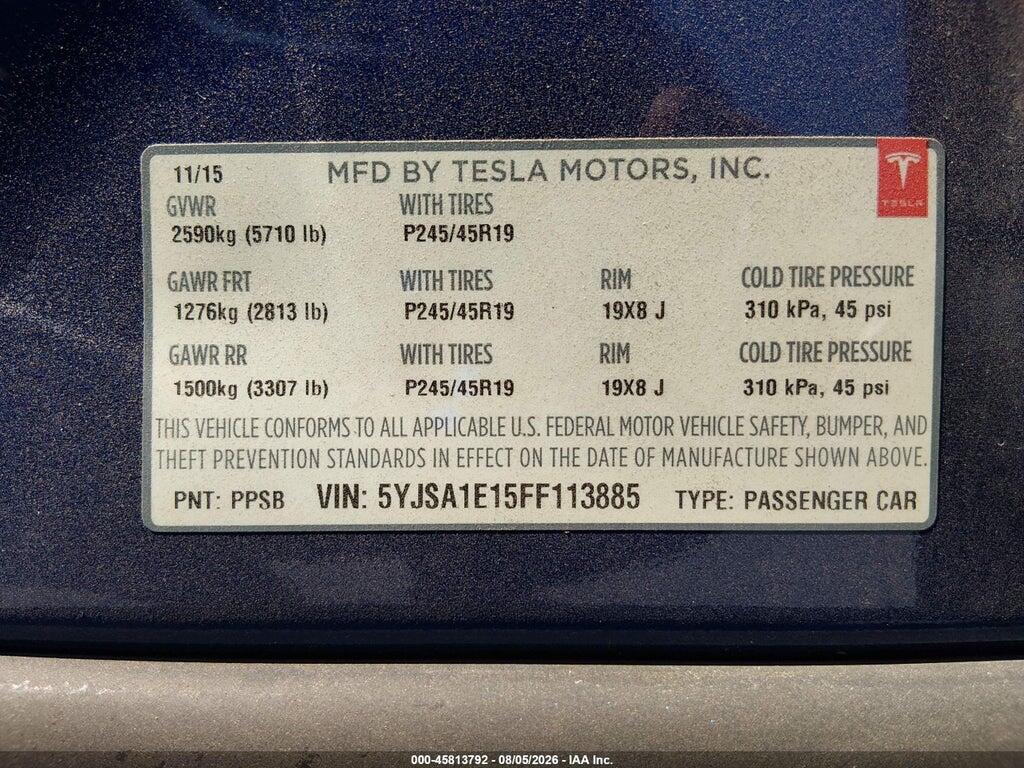 5YJSA1E15FF113885 2015 TESLA MODEL S photo no. 9