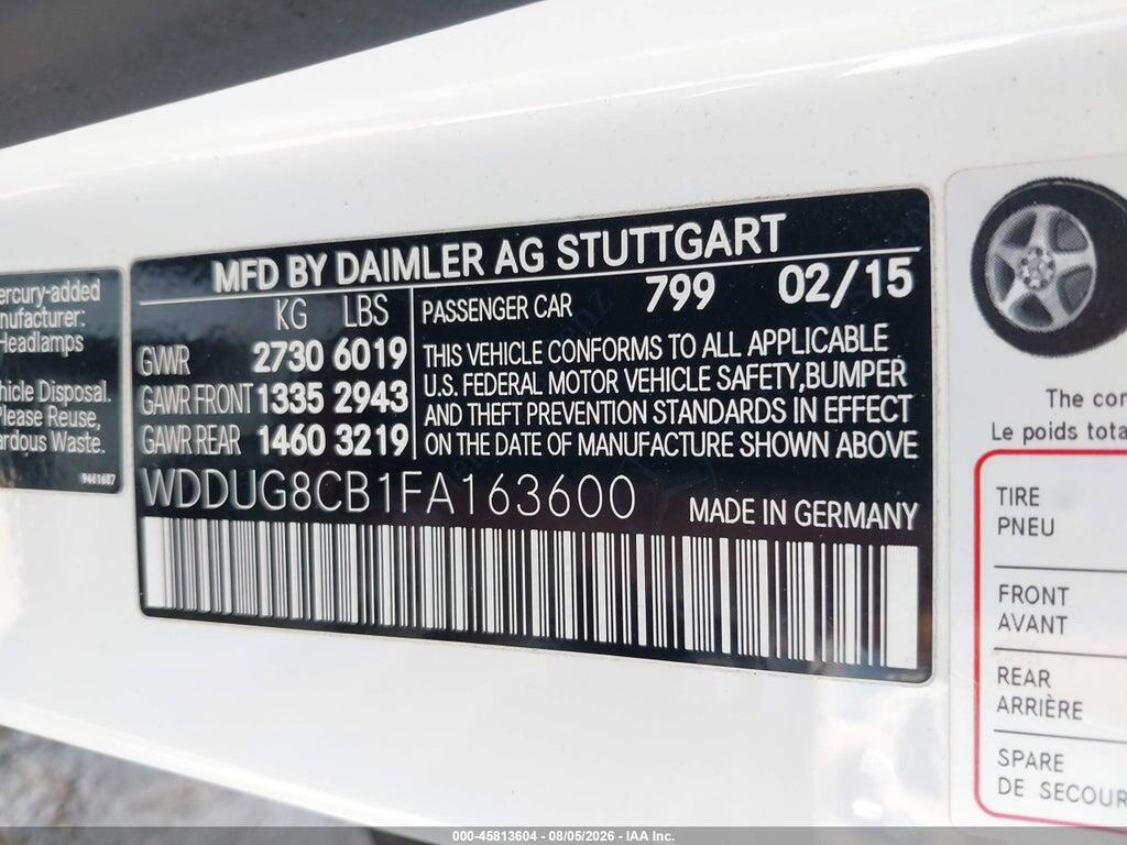WDDUG8CB1FA163600 2015 MERCEDES-BENZ S 550 photo no. 9
