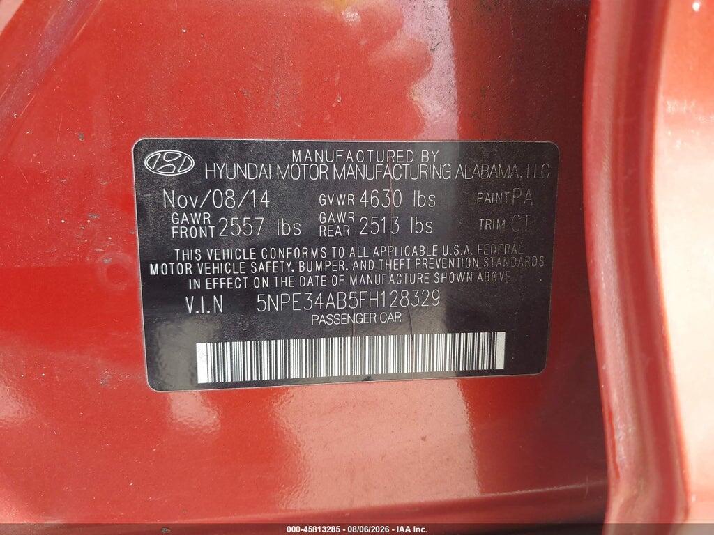 5NPE34AB5FH128329 2015 HYUNDAI SONATA photo no. 9