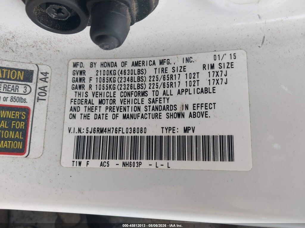 5J6RM4H76FL038080 2015 HONDA CR-V photo no. 9