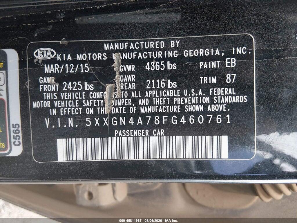 5XXGN4A78FG460761 2015 KIA OPTIMA photo no. 9