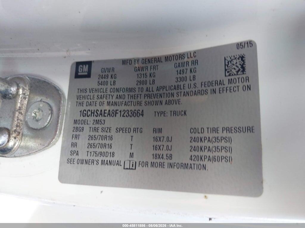1GCHSAEA8F1233664 2015 CHEVROLET COLORADO photo no. 9