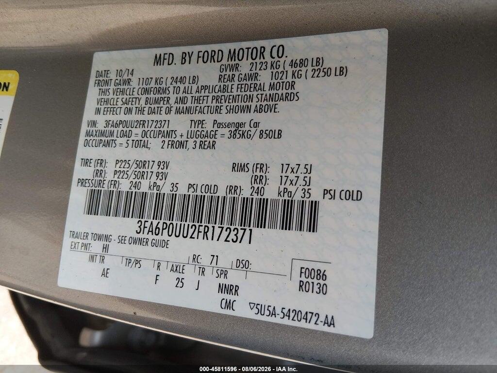 3FA6P0UU2FR172371 2015 FORD FUSION HYBRID photo no. 9