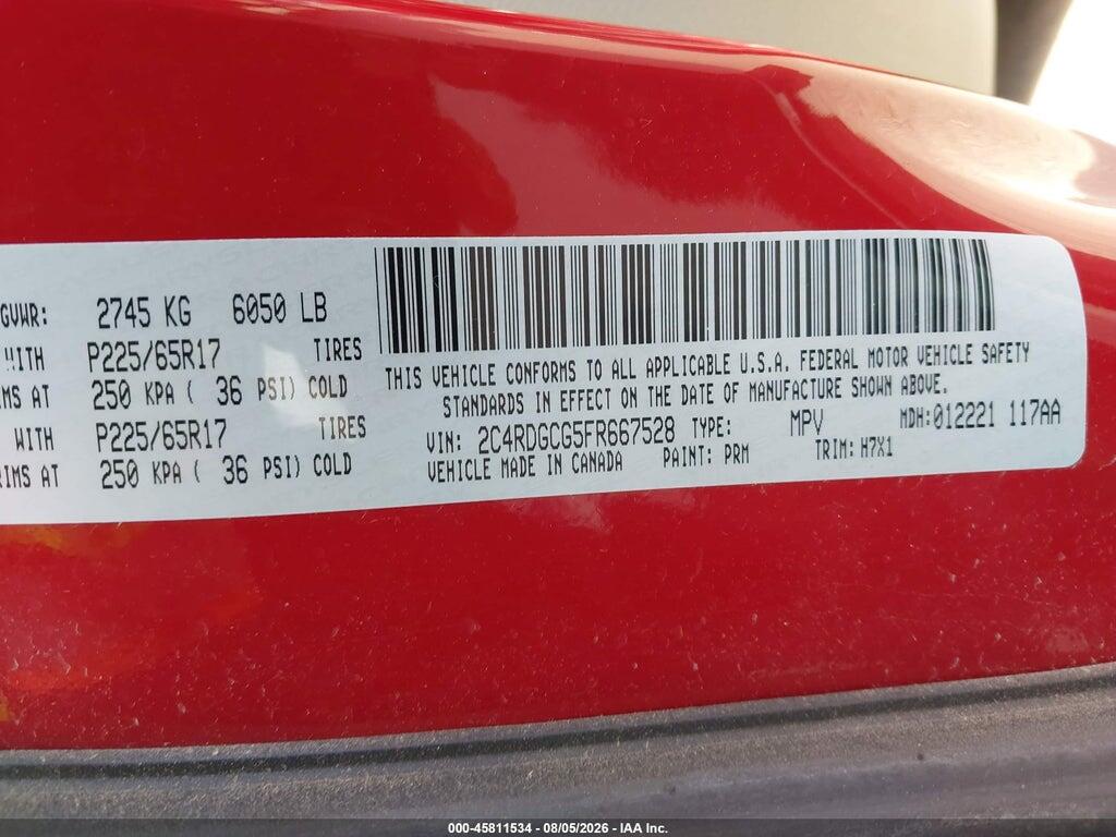 2C4RDGCG5FR667528 2015 DODGE GRAND CARAVAN photo no. 9