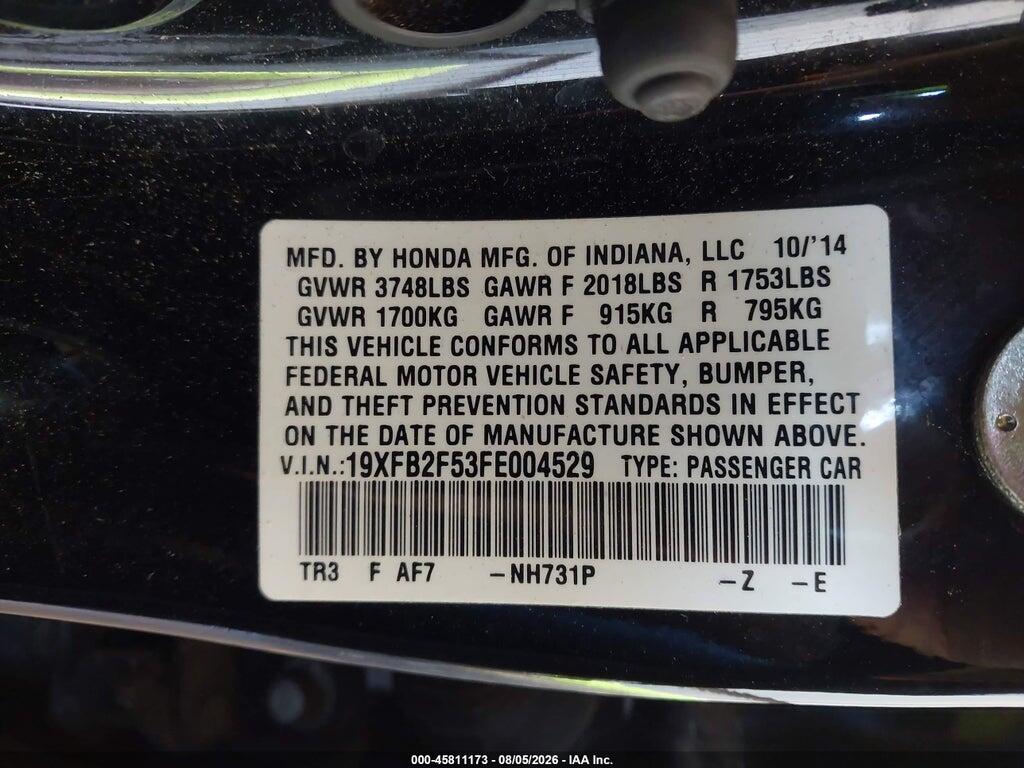 19XFB2F53FE004529 2015 HONDA CIVIC photo no. 9