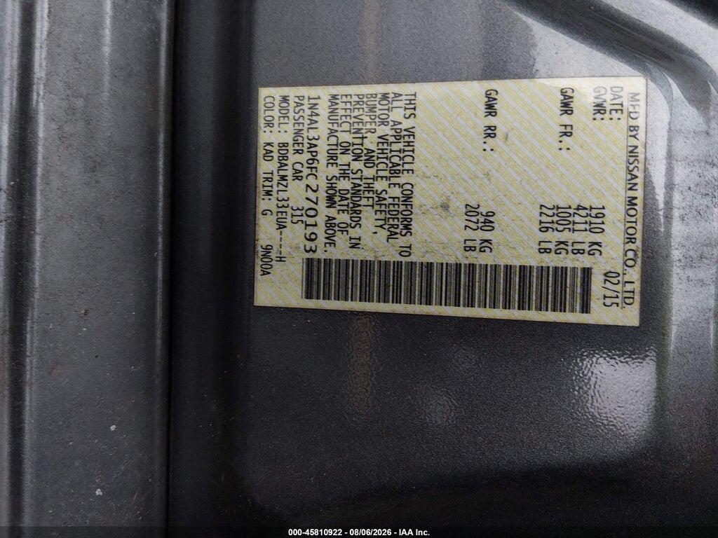 1N4AL3AP6FC270193 2015 NISSAN ALTIMA photo no. 9