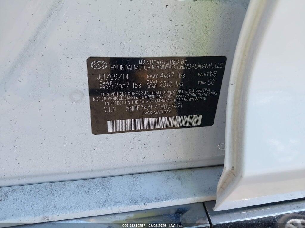 5NPE34AF7FH033421 2015 HYUNDAI SONATA photo no. 9