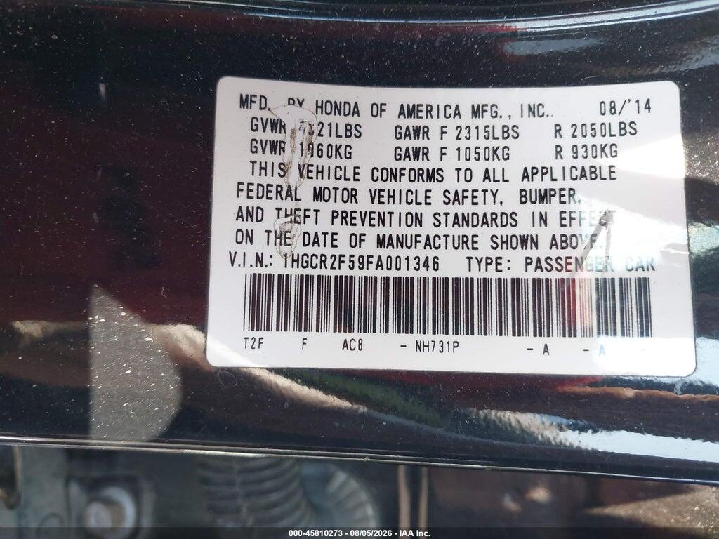 1HGCR2F59FA001346 2015 HONDA ACCORD photo no. 9