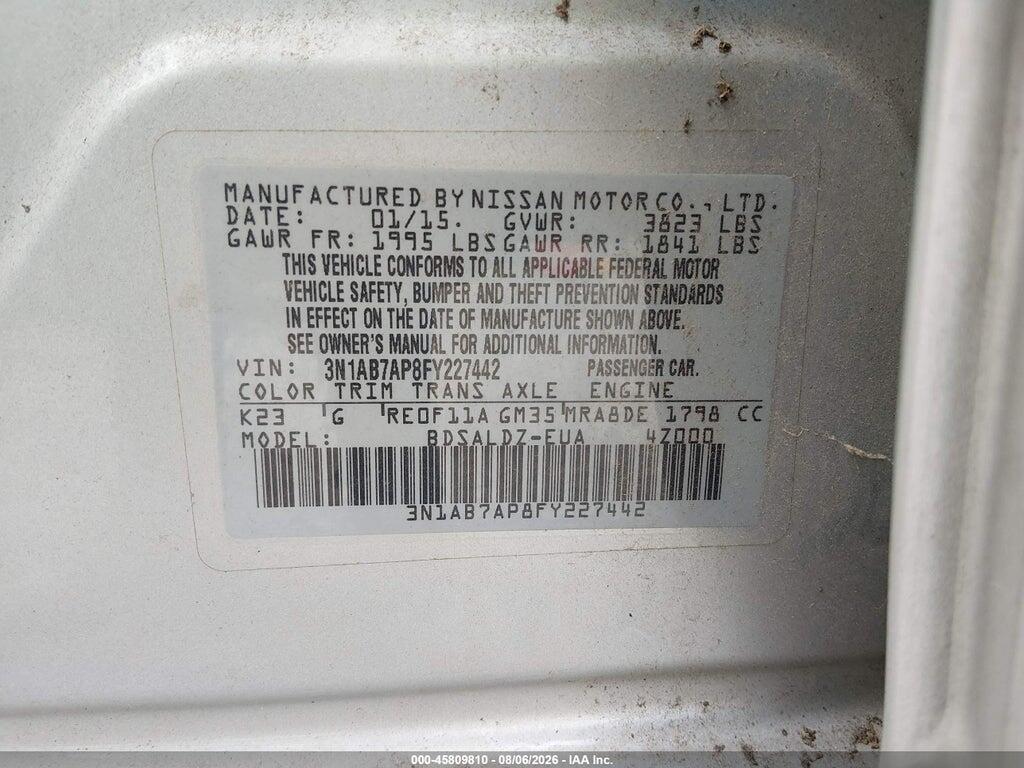 3N1AB7AP8FY227442 2015 NISSAN SENTRA photo no. 9