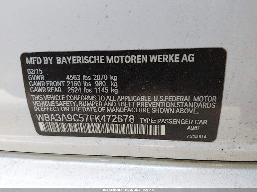 WBA3A9C57FK472678 2015 BMW 335I photo no. 9