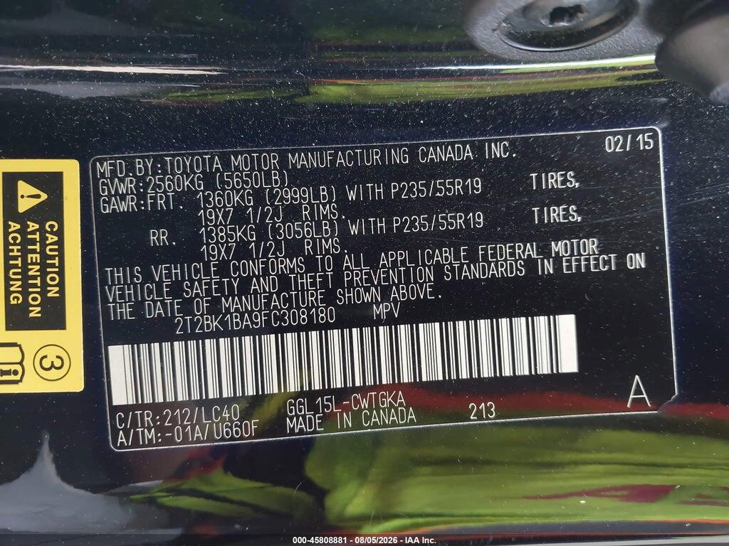 2T2BK1BA9FC308180 2015 LEXUS RX 350 photo no. 9