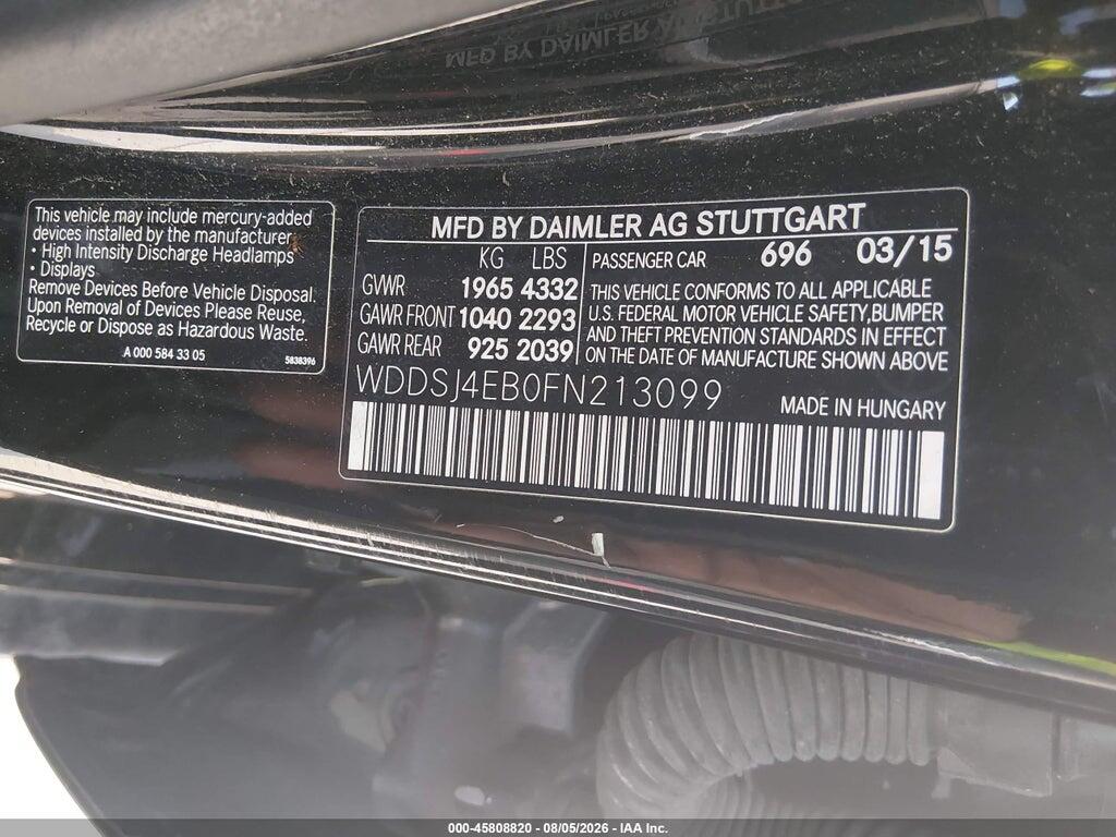 WDDSJ4EB0FN213099 2015 MERCEDES-BENZ CLA 250 photo no. 9