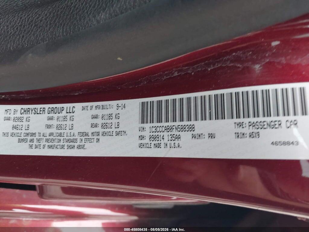 1C3CCCAB0FN588388 2015 CHRYSLER 200 photo no. 9