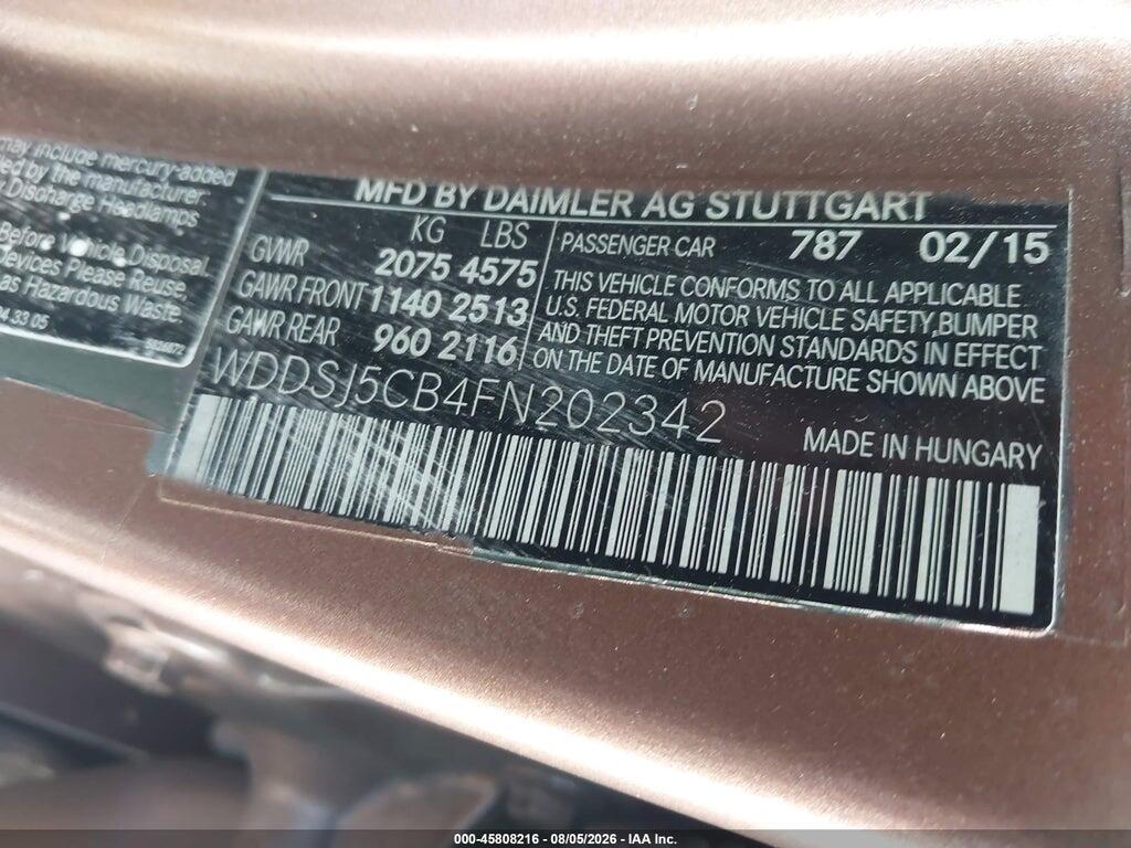 WDDSJ5CB4FN202342 2015 MERCEDES-BENZ CLA 45 AMG photo no. 9