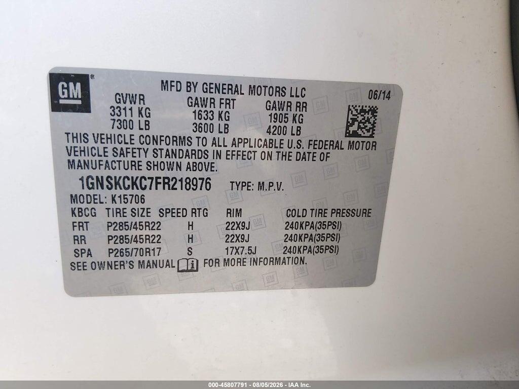 1GNSKCKC7FR218976 2015 CHEVROLET TAHOE photo no. 9