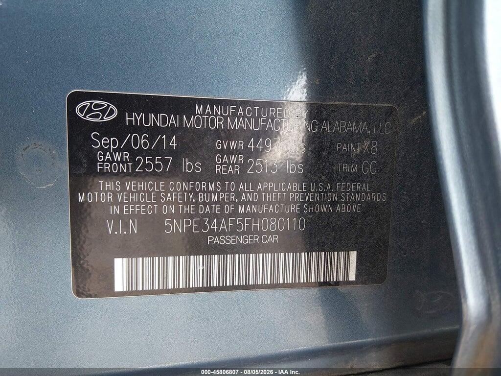 5NPE34AF5FH080110 2015 HYUNDAI SONATA photo no. 9