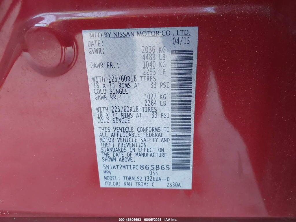 5N1AT2MT1FC865865 2015 NISSAN ROGUE photo no. 9