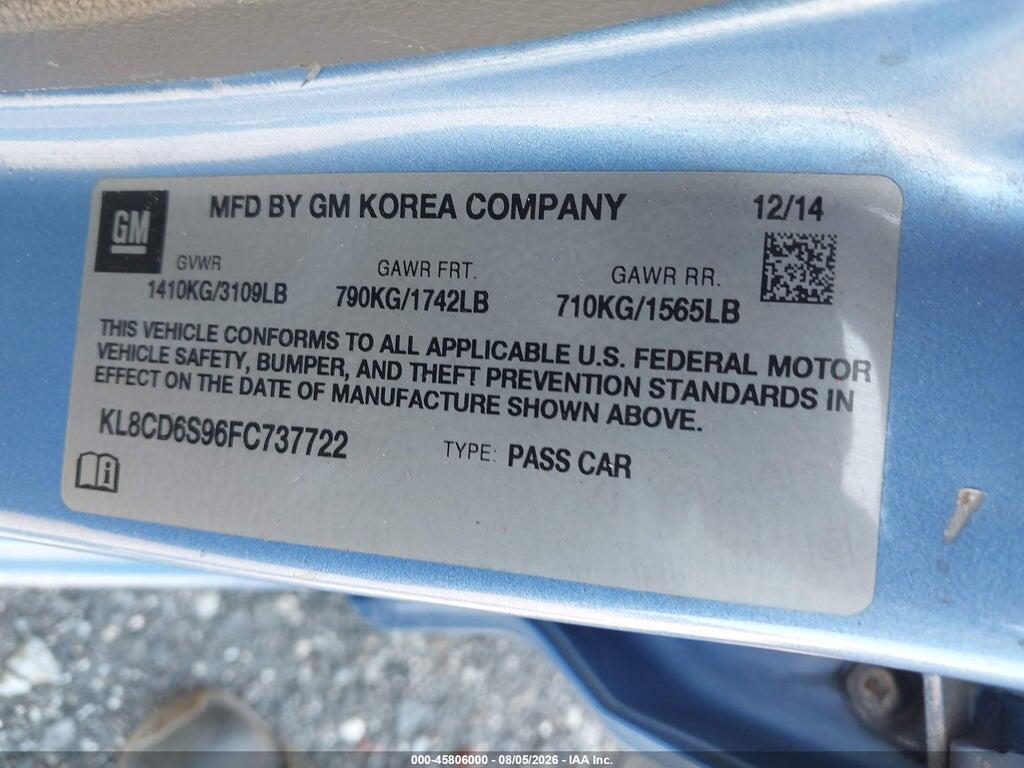 KL8CD6S96FC737722 2015 CHEVROLET SPARK photo no. 9