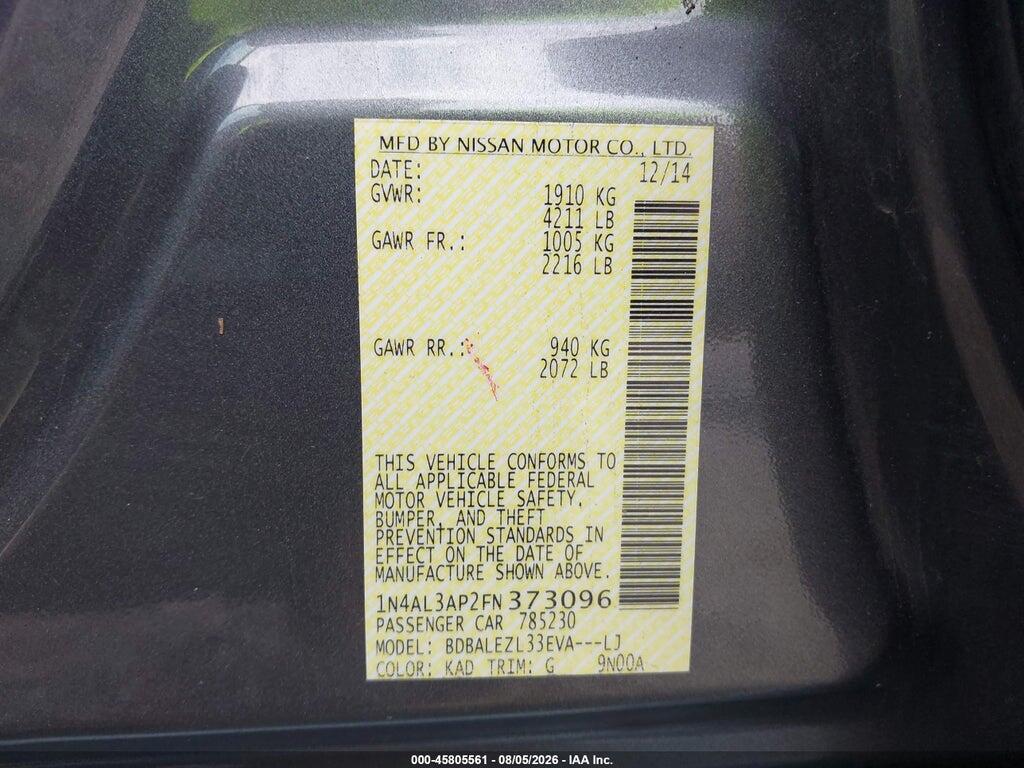 1N4AL3AP2FN373096 2015 NISSAN ALTIMA photo no. 9
