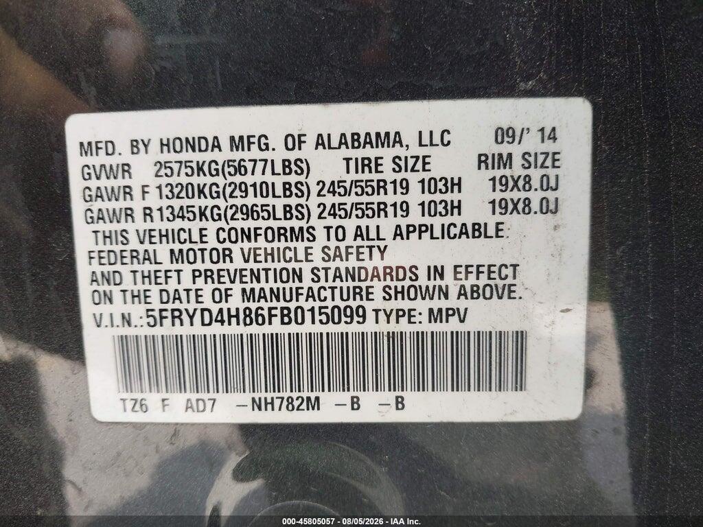 5FRYD4H86FB015099 2015 ACURA MDX photo no. 9