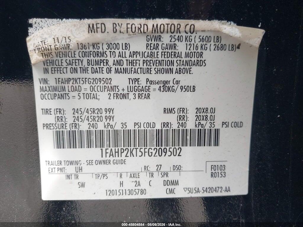 1FAHP2KT5FG209502 2015 FORD TAURUS photo no. 9