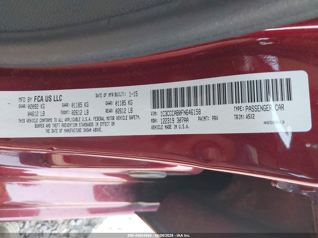 1C3CCCAB0FN646158 2015 CHRYSLER 200 photo no. 9